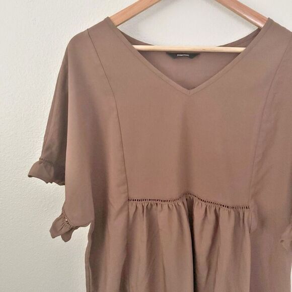 Women's Brown Ruffle Sleeve Top - Picture 3 of 8